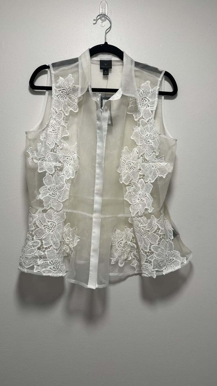NWT Worthington Sheer Embroidery Fairy Sleeveless Top Women’s Y2K Tank Top L